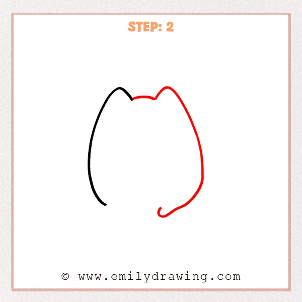 how to draw a pusheen cat - Step 2